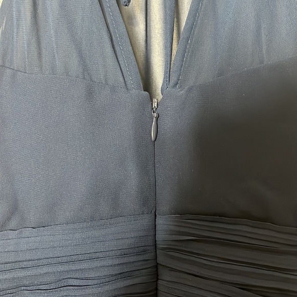 NEW Samantha Paige navy blue chiffon halter sweetheart maxi bridesmaid dress 6 - Picture 6 of 11